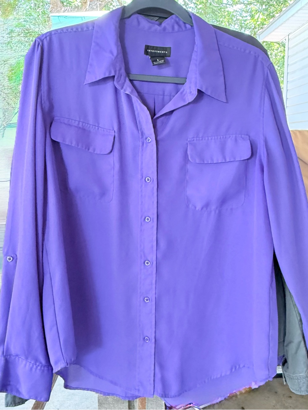 Investments Purple Button-Front Blouse
